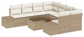 vidaXL Kerti Kanapé Szett párnával 9 pcs Beige és krém polirattan