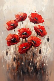 Vászonkép Canvas Természet Virágok Piros Pipacs Mező 40x60