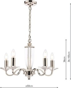 LAURA ASHLEY 3603223-Q CARSON Kristály Csillár Fehér, Polírozott nikkel E14 IP20