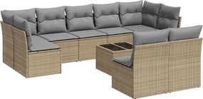 vidaXL 10 részes bézs polyrattan kerti ülőgarnitúra párnával