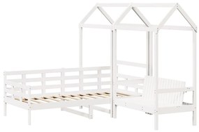 fehér tömör fenyőfa kanapéágy és pad tetővel 80 x 200 cm