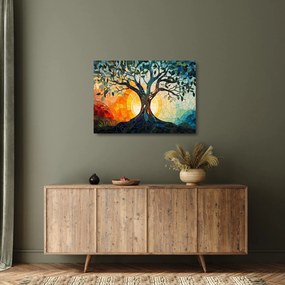 Üveg kép – Mozaik – nap és fa I. (70x50 cm)