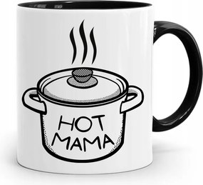 Fekete Bögre Ajándék Anyának Hot Mama fényképes nyomtatással