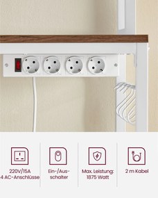 Konyhai állvány polcokkal, 14 akasztóval, rusztikus barna, fehér és 80x40x170cm