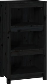 vidaXL fekete tömör fenyőfa könyvszekrény 50 x 35 x 97 cm