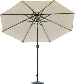 Outsunny Kerti Napernyő Φ270 x 245cm Kurblival és Dőléssel, LED Fényekkel és Napenergia Panellel, Krémszín | Aosom