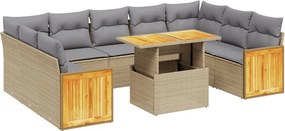 vidaXL 10 részes bézs polyrattan kerti ülőgarnitúra párnával