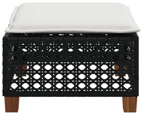 fekete polyrattan kerti szék párnával 63,5 x 56 x 32 cm