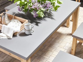 Nyolcszemélyes beton étkezőasztal két paddal és hokedlivel OSTUNI Beliani