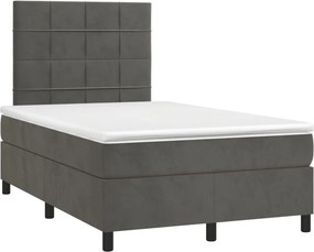 vidaXL sötétszürke bársony rugós ágy matraccal 120x190 cm