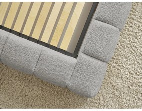 Világosszürke kárpitozott ágyneműtartós franciaágy ágyráccsal 180x200 cm Mont Blanc – Bobochic Paris