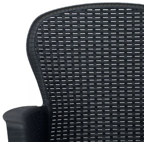 7 részes antracit rattan hatású műanyag kültéri étkezőgarnitúra