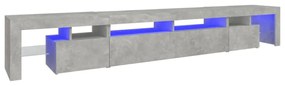 betonszürke TV-szekrény LED lámpákkal 260x36,5x40 cm