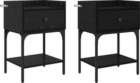 vidaXL Éjjeli asztal 2 pcs Fekete tölgy 40 x 29 x 60 cm Faanyag