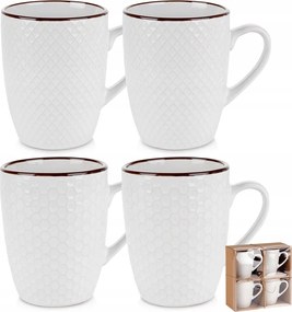 Kerámia bögrék Fehér Kávé Tea Dekorációs Szett Vilde 400 ml 4 db
