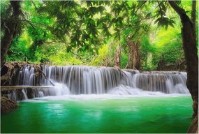 Dekoratív Fotótapéta Hálószobába Erdei vízesés 104x70 Ragasztó