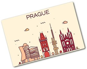 Edzett üveg vágódeszka Prága maps épületek és zászlók pl-ko-80x52-f-90039367