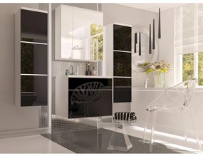 AKCIÓ Fehér szekrény mosdó alá MASON BL13, fekete magasfényű HG II. osztály