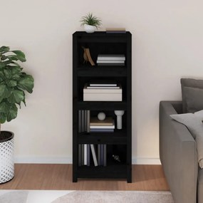 fekete tömör fenyőfa könyvszekrény 50x35x125,5 cm