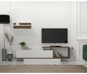 TV szekrény Asos - Fehér, Diós