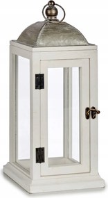 Gyertyatartó Lampion Fa Fehér Fém 18 X 18 X 43 CM Fsc Beltéri