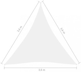 fehér háromszögű oxford-szövet napvitorla 3,6 x 3,6 x 3,6 m