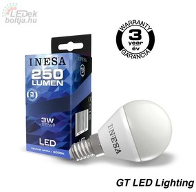 LED izzó E14 3W 160° LED gömb izzó 4000K G3 250Lm