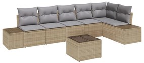 Kerti Kanapé Szett párnával 7 pcs bézs és szürke Poli rattan