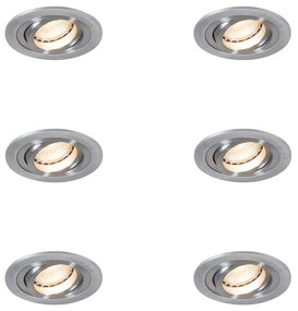 6 darabos Modern Süllyesztett Spotlámpa Szett Acél - Rondoo