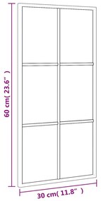 fekete téglalap alakú vas fali tükör 30 x 60 cm