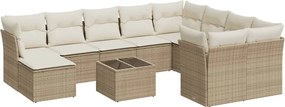 vidaXL 11 részes bézs polyrattan kerti ülőgarnitúra párnákkal