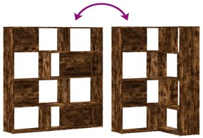 4 szintes füstös tölgy szerelt fa sarokkönyvespolc 85x85x140cm
