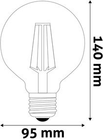 Avide LED Filament Globe G95 7W Fényerőszabályzós Borostyán E27 WW 2500K