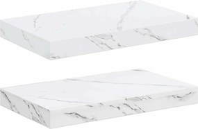vidaXL Falpolc tárolóval 2 pcs Fehér márvány 40 x 23,5 x 4 cm Faanyag