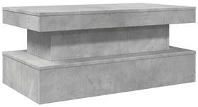 Betonszürke dohányzóasztal LED-lámpákkal 90x50x40 cm