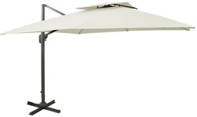 homokszínű dupla tetejű konzolos napernyő 300 x 300 cm