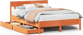 vidaXL viaszbarna tömör fenyőfa ágy matrac nélkül 150 x 200 cm
