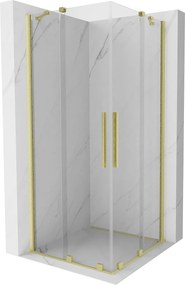 Mexen Velar Duo, zuhanykabin tolóajtóval 80(ajtó) x 80(ajtó) cm, 8mm átlátszó üveg, arany matt profil, 871-080-080-02-55