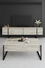 Luxe Travertine and Black TV-állvány