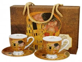 D.G.48056 Porceláncsésze+alj, 90ml, Golden Line,2 személyes, dobozban, Klimt:The Kiss