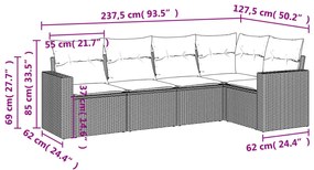 5 részes bézs polyrattan kerti ülőgarnitúra párnákkal