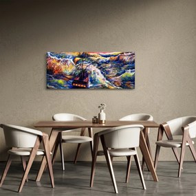 Kép - Hajó az óceán hullámain, aquarel (120x50 cm)