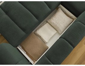 Zöld kinyitható-tárolóhelyes sarokkanapé (bal oldali-heverő résszel) Fuji – Bobochic Paris