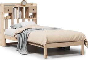 vidaXL tömör fenyőfa könyvespolcos ágy matrac nélkül 90 x 200 cm