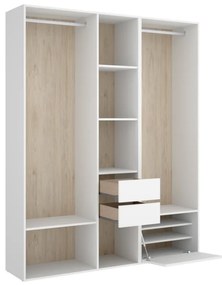 SUITA 3 nyitott szekrény, 158x205x45, fehér/természetes