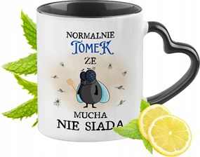 Tominak Fekete Bögre Szív Alakú Füllel Ajándék Nyomtatott