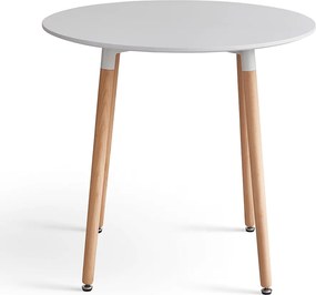 Étkezőasztal, fehér/bükk, átmérő 80 cm, ELCAN NEW TYP 2