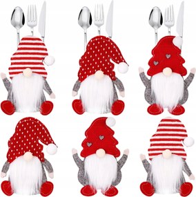 6x Evőeszköz tok Manó Zseb Karácsonyi Asztal Dekoráció