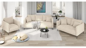 Krémszínű zsenília kanapé 140 cm Freya – Ropez