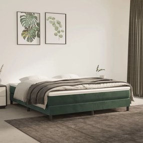 Sötétzöld bársony rugós ágy matraccal 160x200 cm